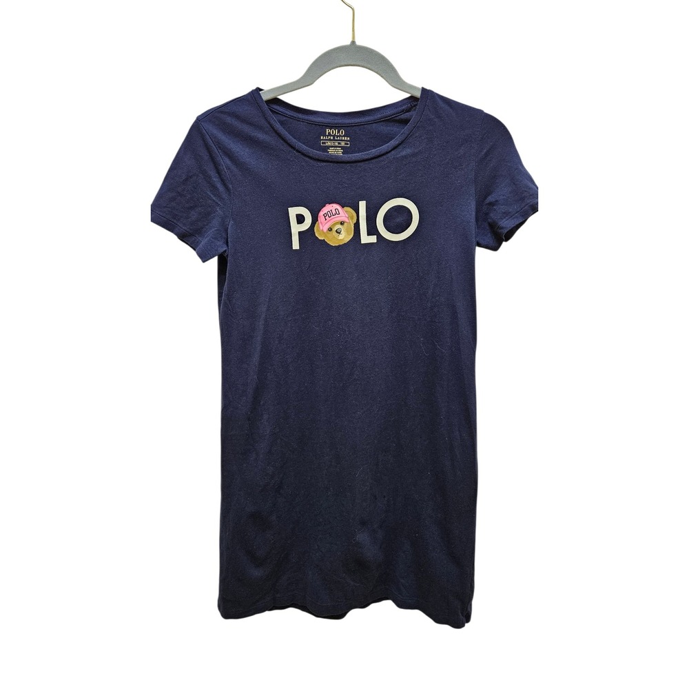 Polo Ralph Lauren T-Shirt Dress Polo Bear Graphic Tee Girls Size L Preppy Casual